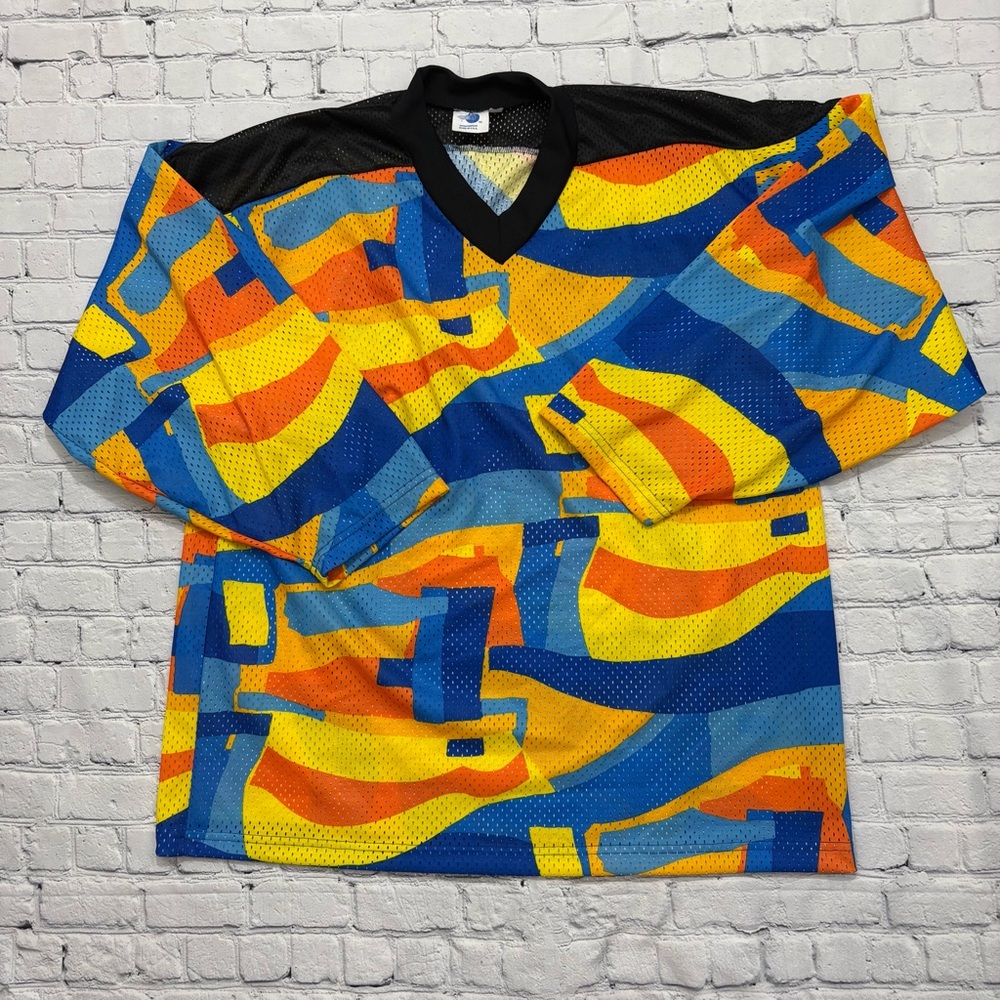 Vintage High 5 Sportswear Geometric Pattern Soccer Jersey Made USA Men’s Size XL